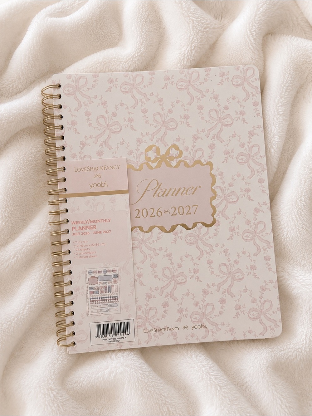 LoveShackFancy Pink and Gold Weekly/Monthly Planner 2026–2027